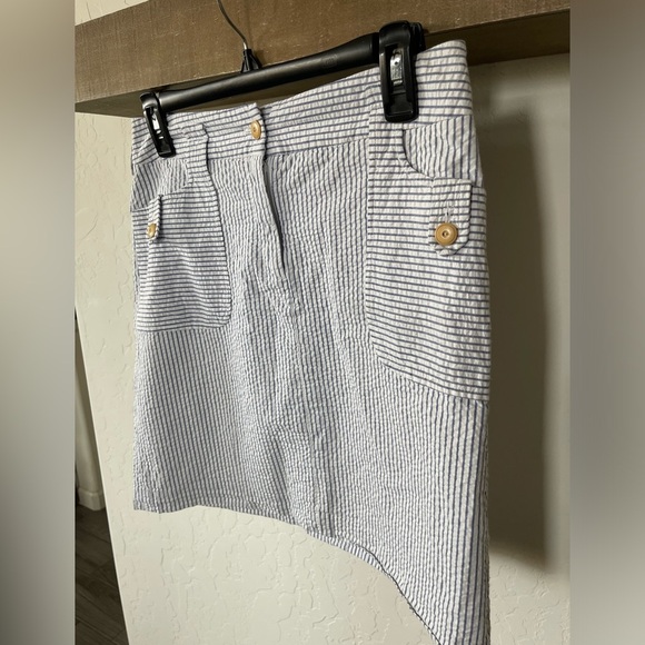 J. McLaughlin| Striped Cotton skirt, pastel blue & white•••nautical style 🫶🏻 - Picture 5 of 11